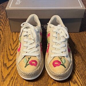 Dolce Vita Cream and Pink Floral Sneakers